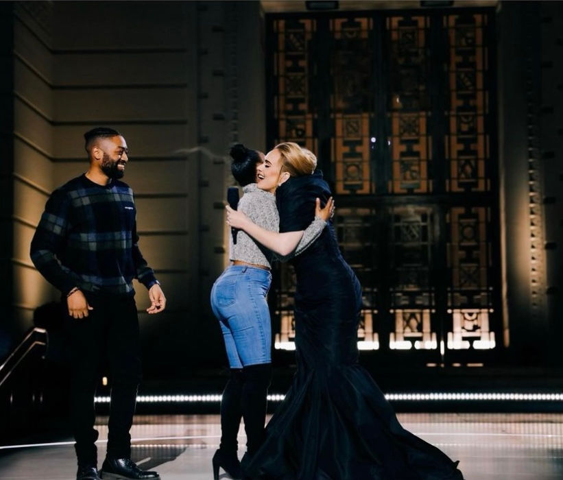 singer adele with fan after their proposal