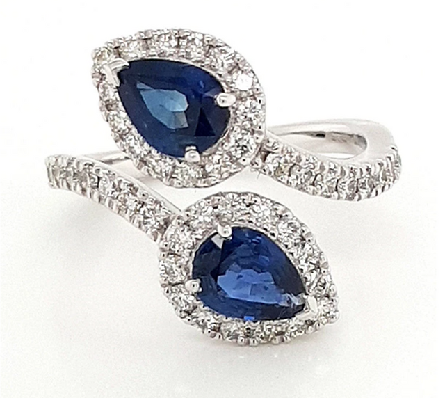 Pear sapphire engagement ring