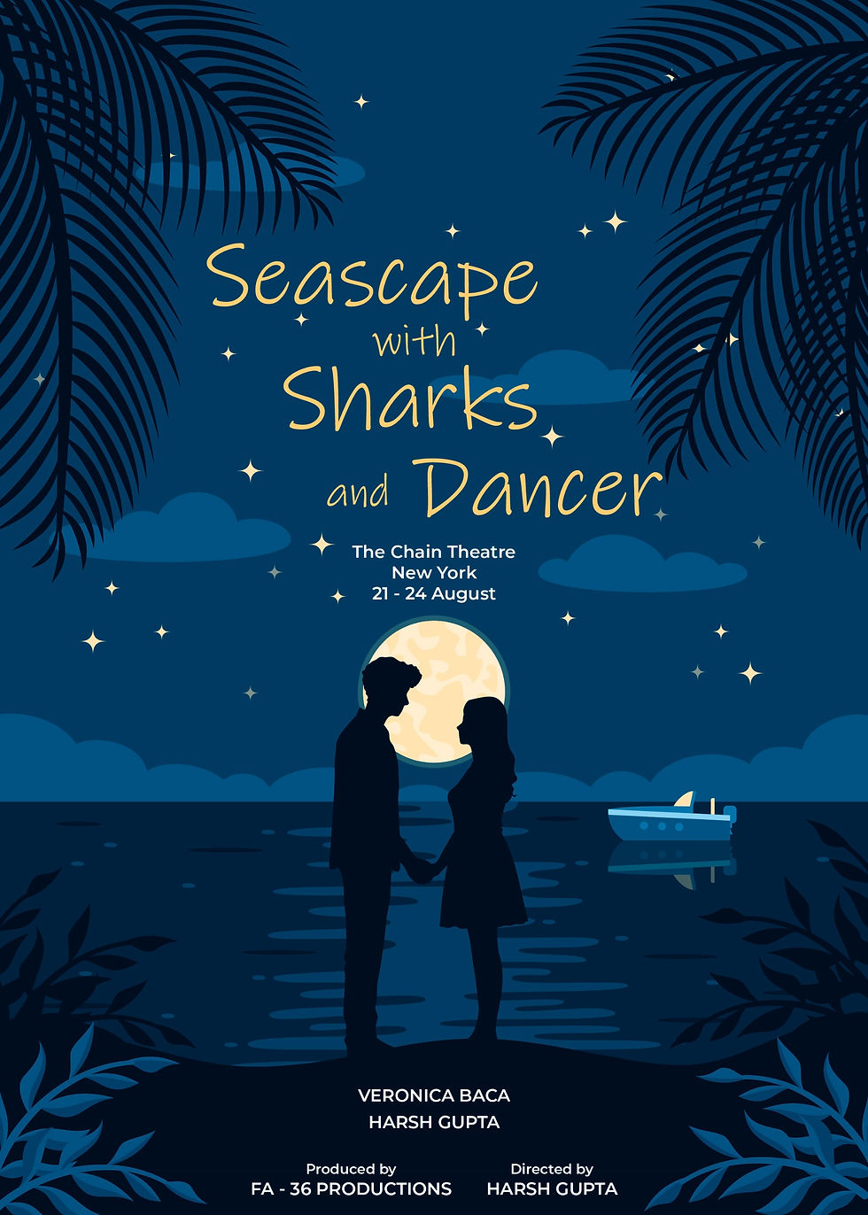 SEASCAPE WITH SHARKS AND DANCER