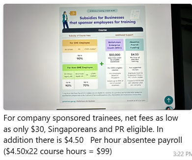 Absentee Payroll at $4.50 per hour of our WSQ training