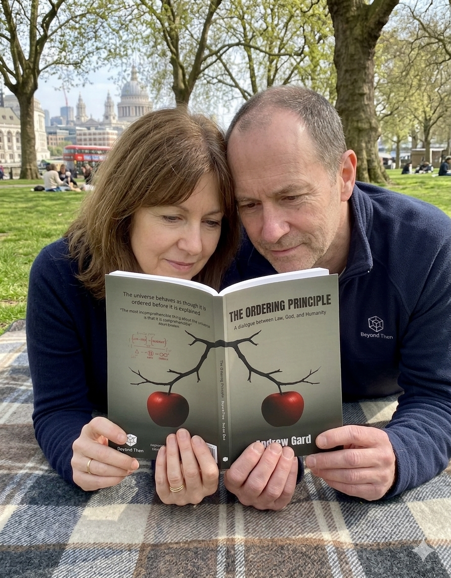 Two people laying in the park reading The Ordering Principle by Andrew Gard