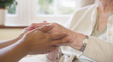 Elderly care hands holding