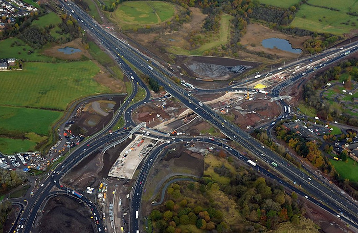 M74 Raith Interchange underpass construction (2016).