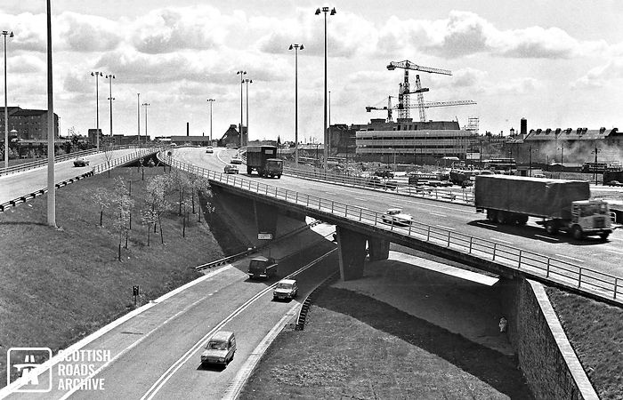 East across the M8 at Townhead Interchange (mid-1970s)