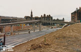 Construction of Royal Infirmary footbridge as part of Stage 3 of Townhead Interchange (mid-1980s).