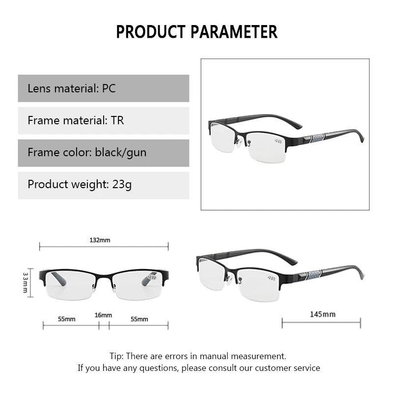 Thumbnail:  Reading Glasses Men Women High Quality Half-frame