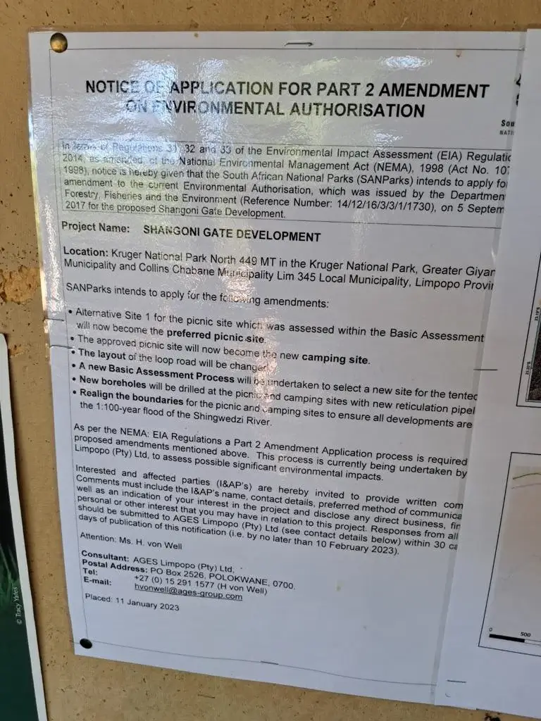 Kruger National Park Notice Board