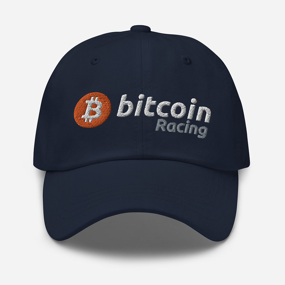 Thumbnail: Bukele style Bitcoin racing baseball hat (white logo)