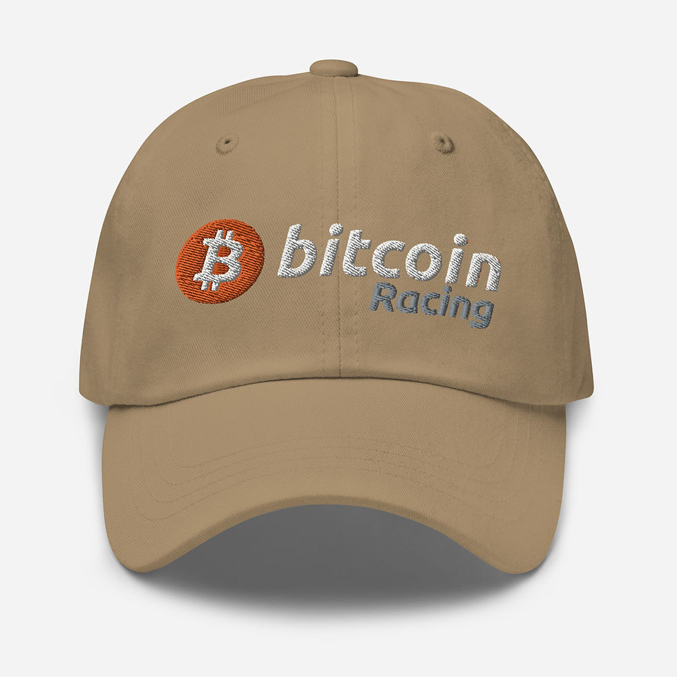 Thumbnail: Bukele style Bitcoin racing baseball hat (white logo)