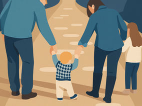 Famille qui marche ensemble