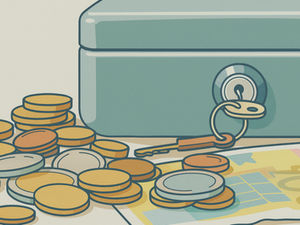 Coffre avec des pièces et des billets pour symboliser les économies