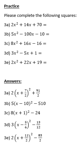 Practice on Completing the Square 3