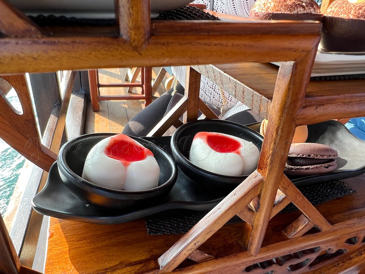 Scones, cakes and pastries from Aqua as part of the Dim Sum Afternoon Tea Set on Aqualuna