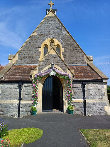 St Barnabas Church decorated for a wedding service
