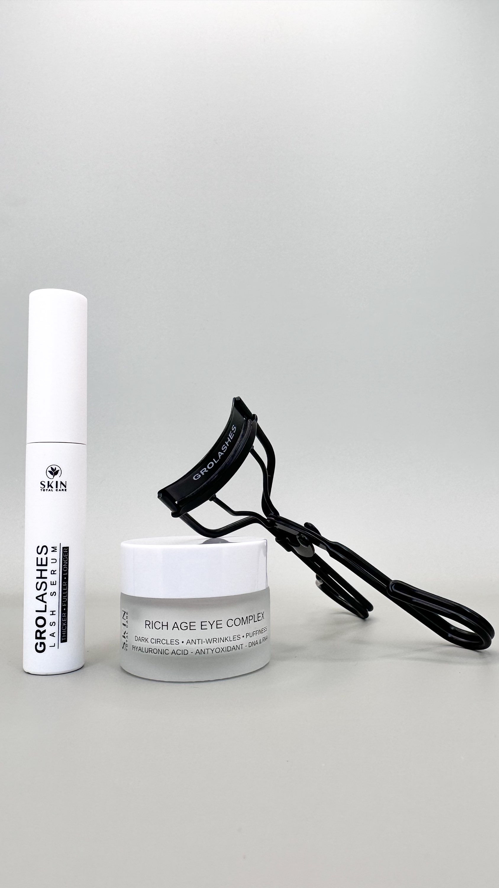 GROLASHES Eyelash Serum+ Eyelash Curler Lift & Length + 5x Rubber + EYE Cream