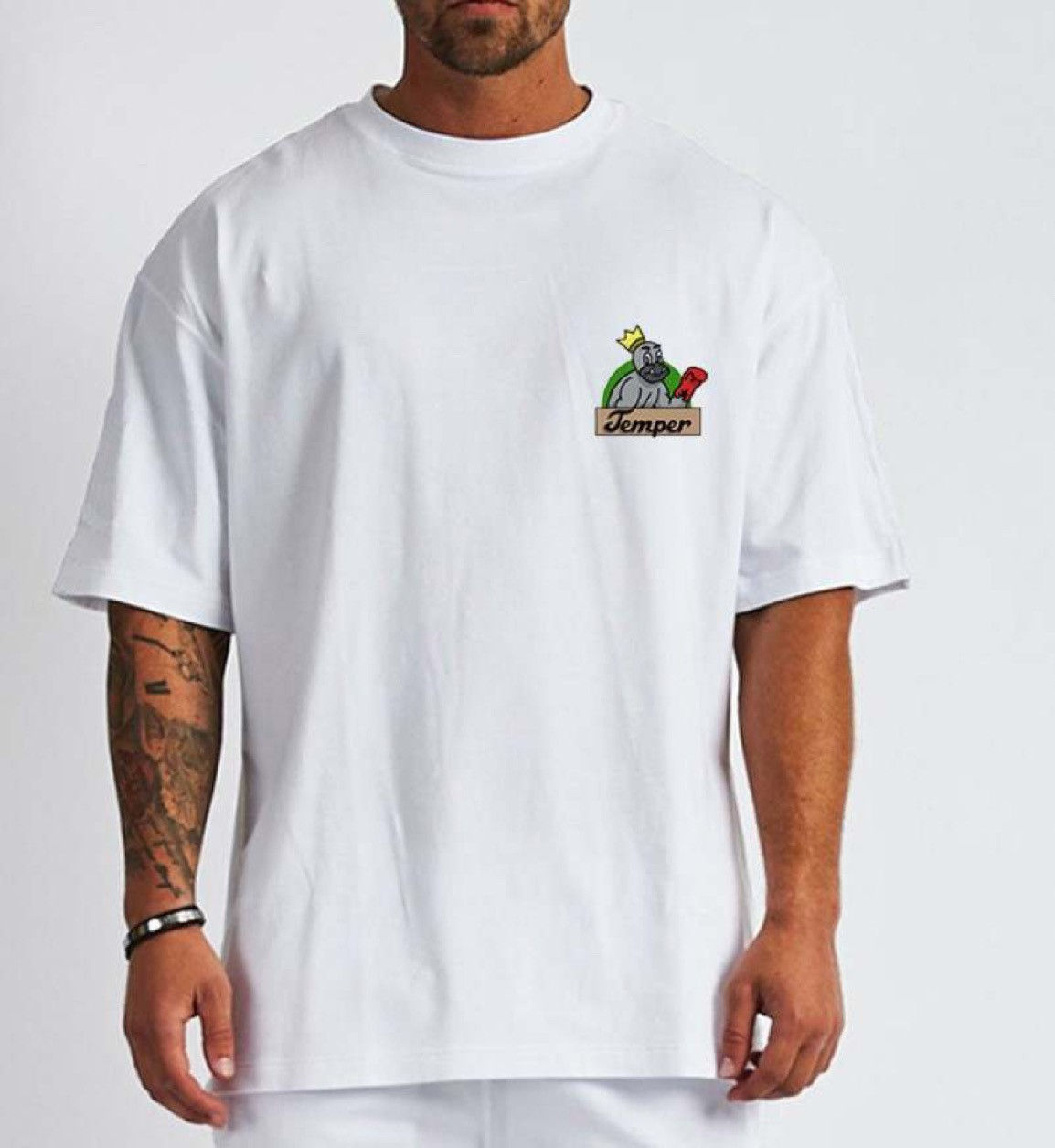 TEMPER EMBROIDERY T-SHIRT - WHITE