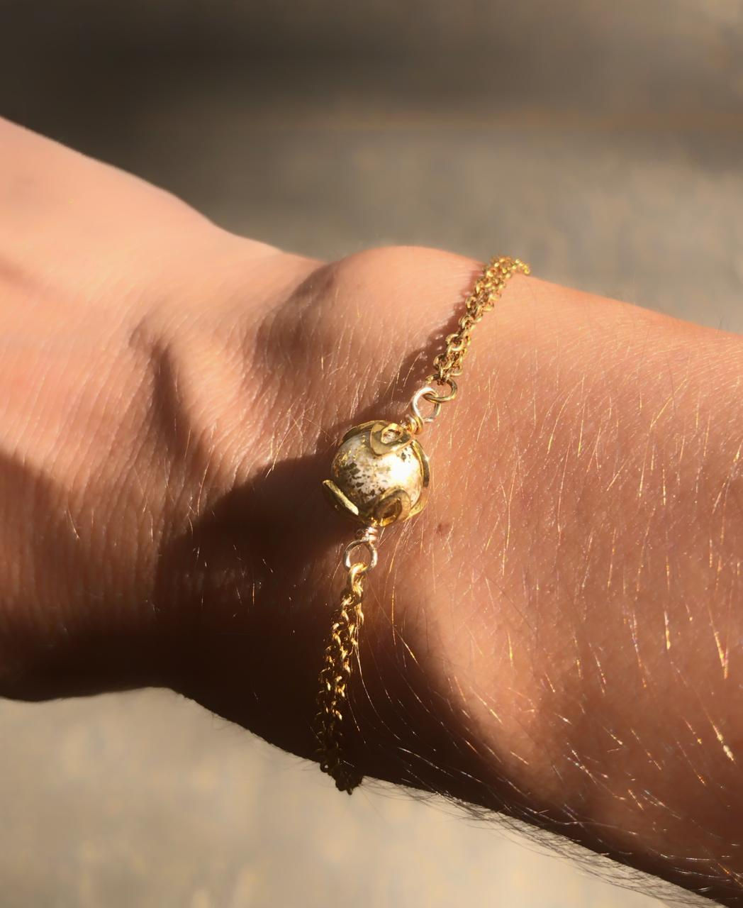 BRACELET FLEUR DE PERLE DORÉ