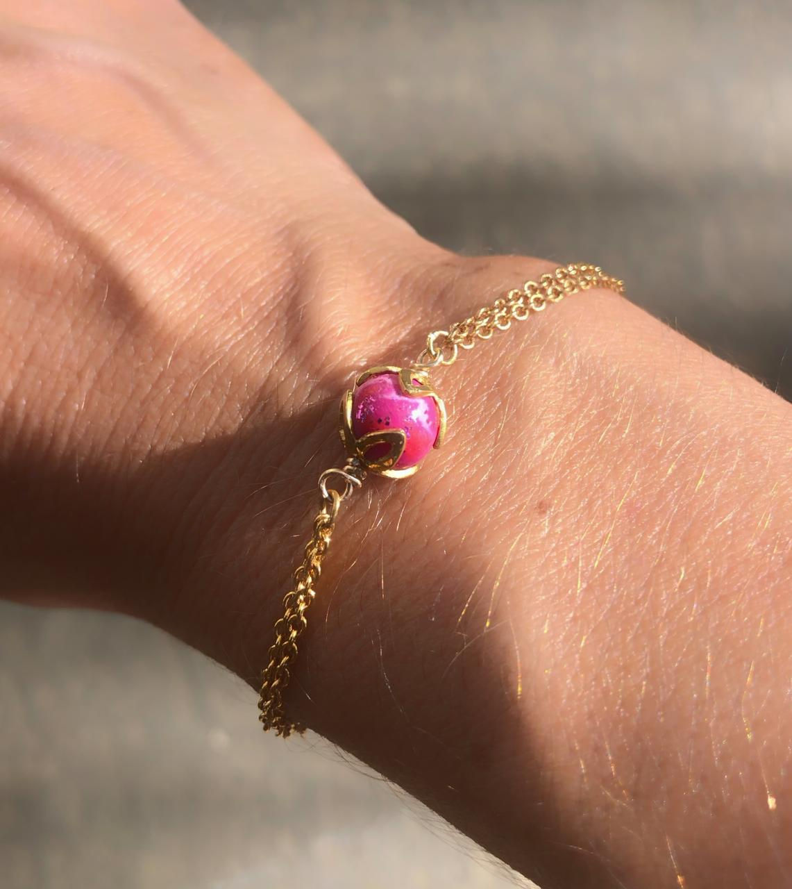 BRACELET FLEUR DE PERLE ROSE