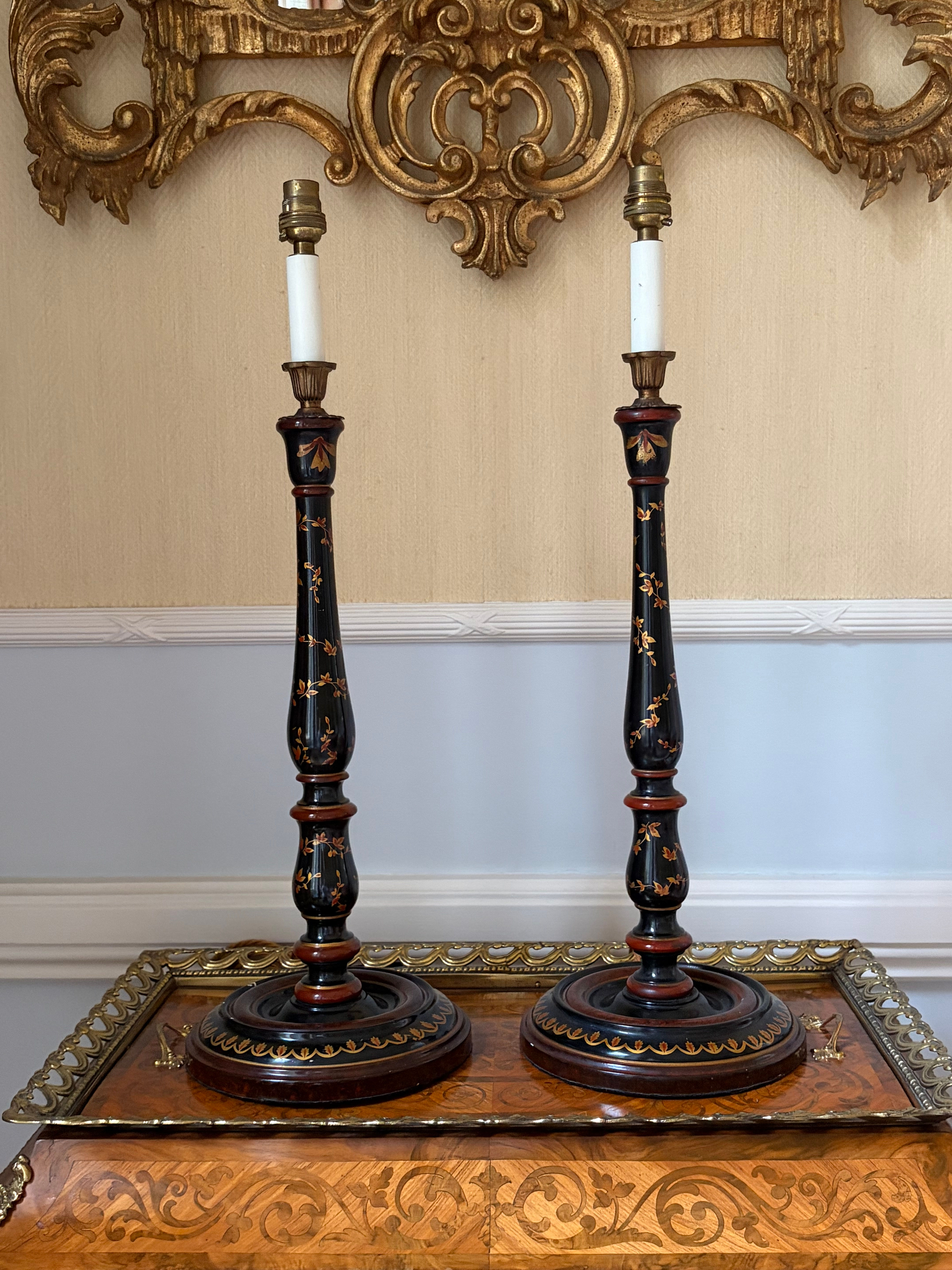 A Pair of Besselink and Jones Lacquered and Painted Lamps