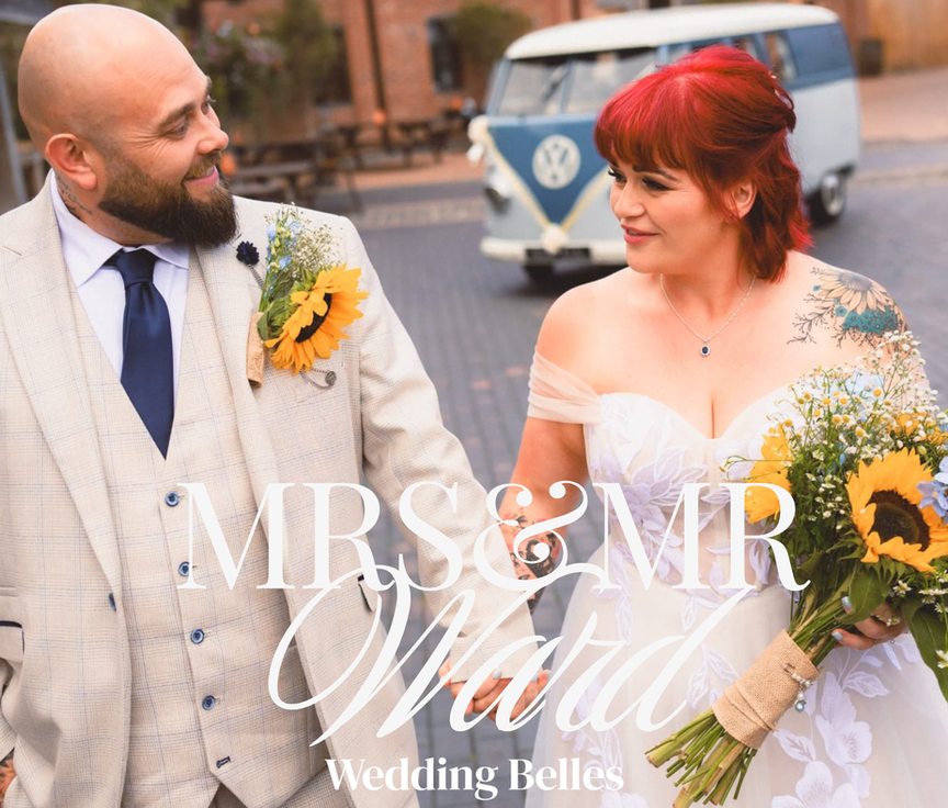 Staffordshire bride wearing a floral lace Stella York A-line wedding dress from Wedding Belles Love