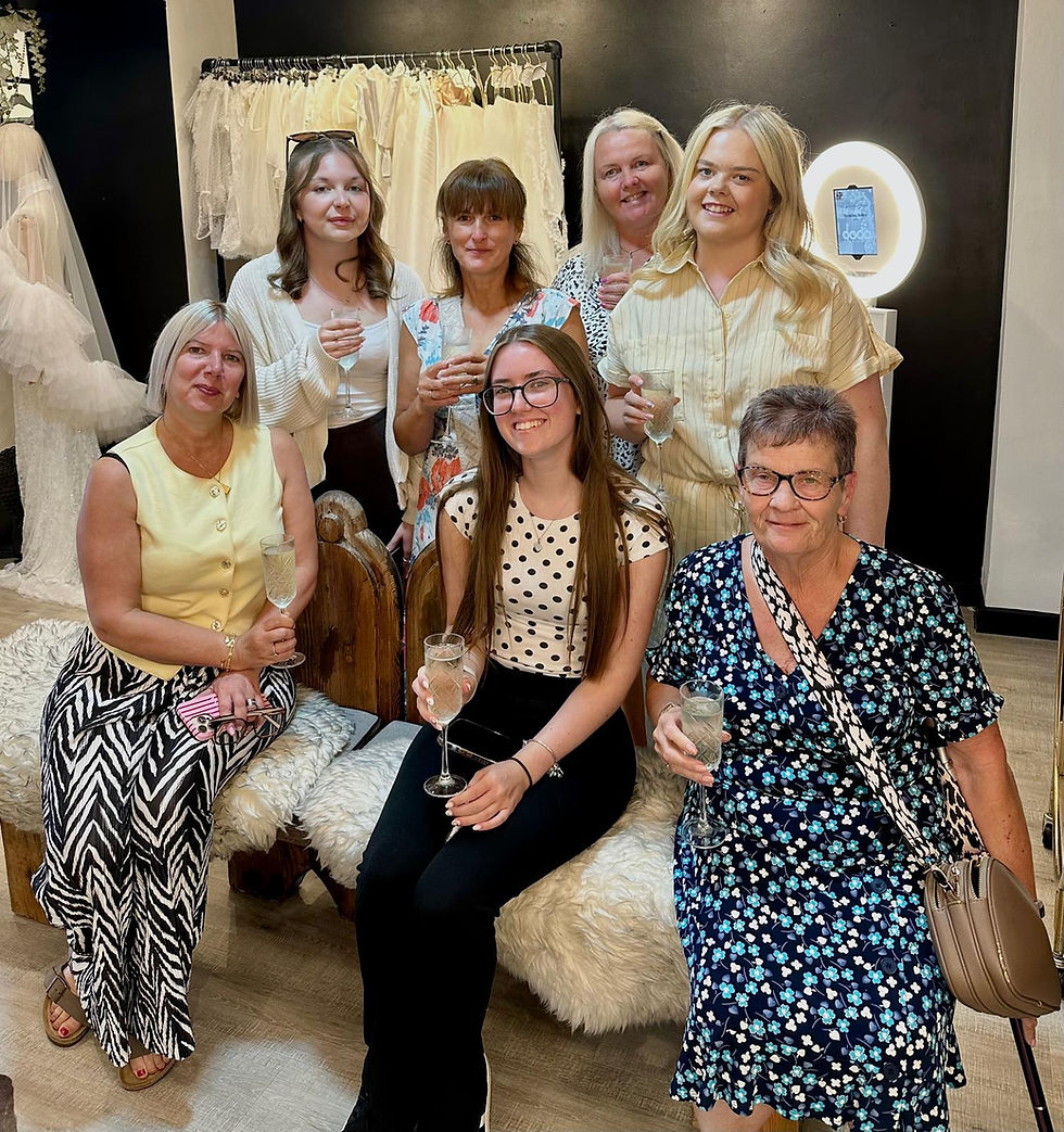 Modern wedding dress shop interior at Wedding Belles Love bridal boutique in Staffordshire