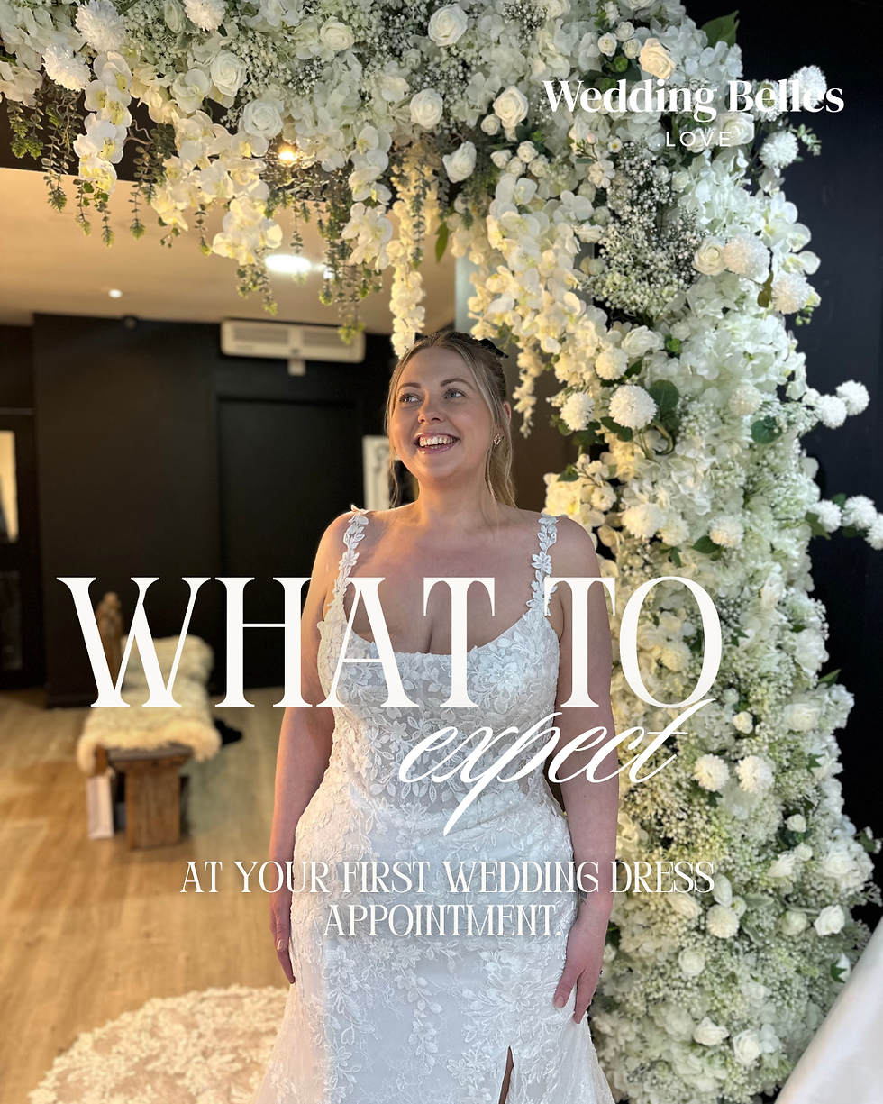 • Happy bride during fitting appointment in bridal shop in Stone Staffordshire