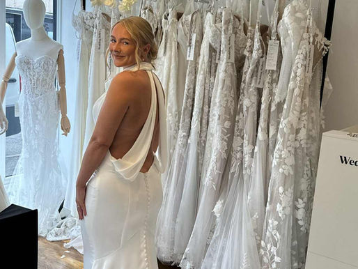 Minimalist wedding gown with clean lines and no embellishment