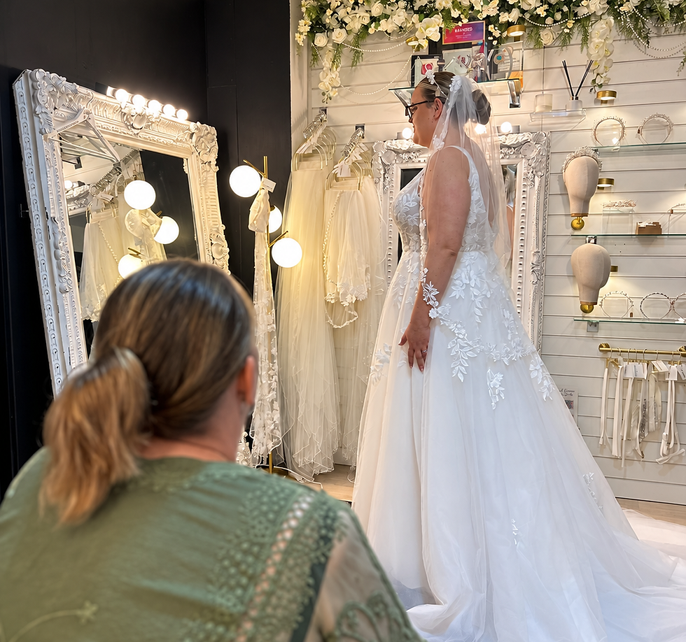 Welcoming size inclusive bridal boutique in Stone, Staffordshire helping brides find their dream dress.