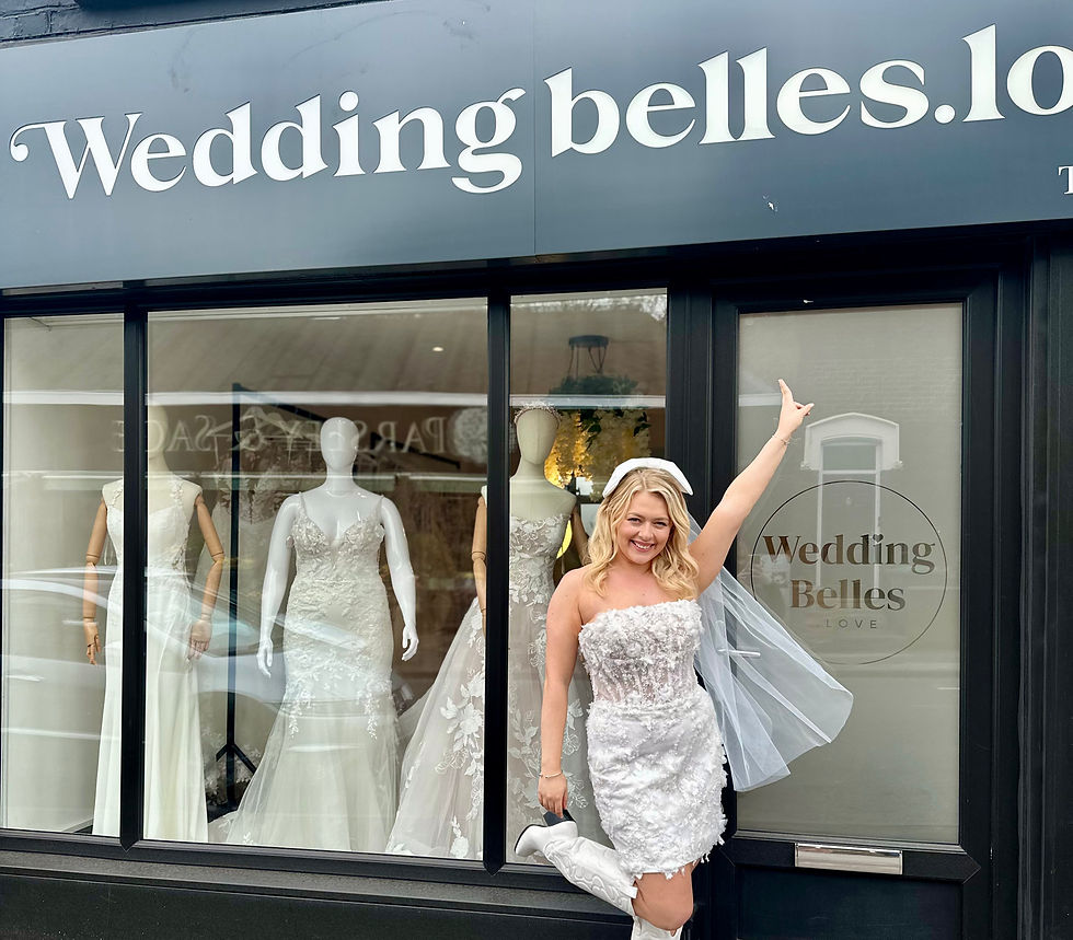  Inside Wedding Belles Love bridal boutique showcasing inclusive wedding dress collection in Staffordshire