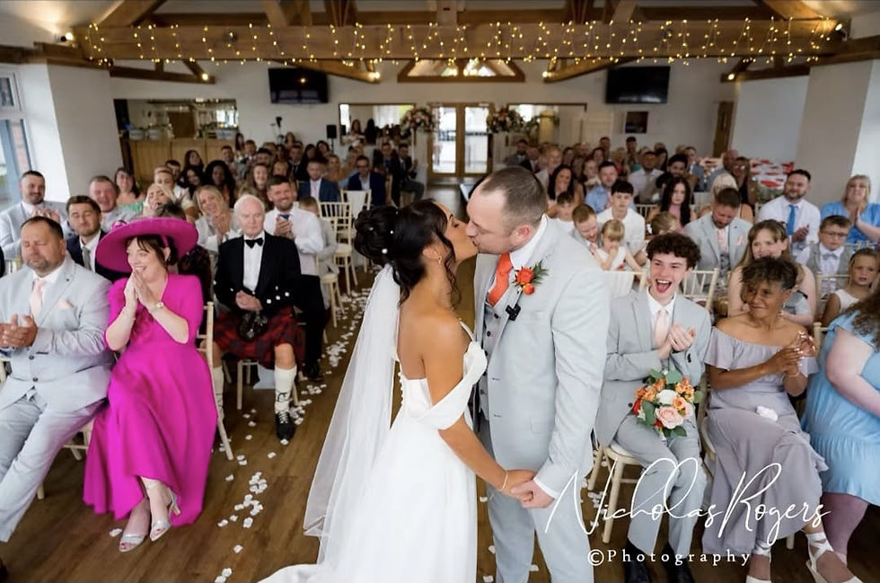 Beautiful bride wearing Cecelia by Stella York A-line Mikado wedding dress at Blithfield Lakeside Barns.