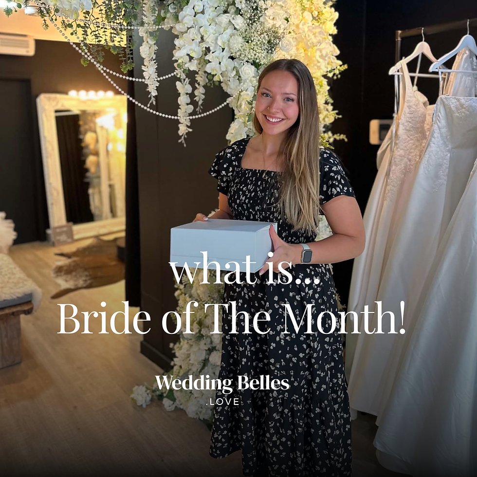 A stunning Wedding Belles Love bride featured in our Bride of the Month competition, radiating elegance and confidence