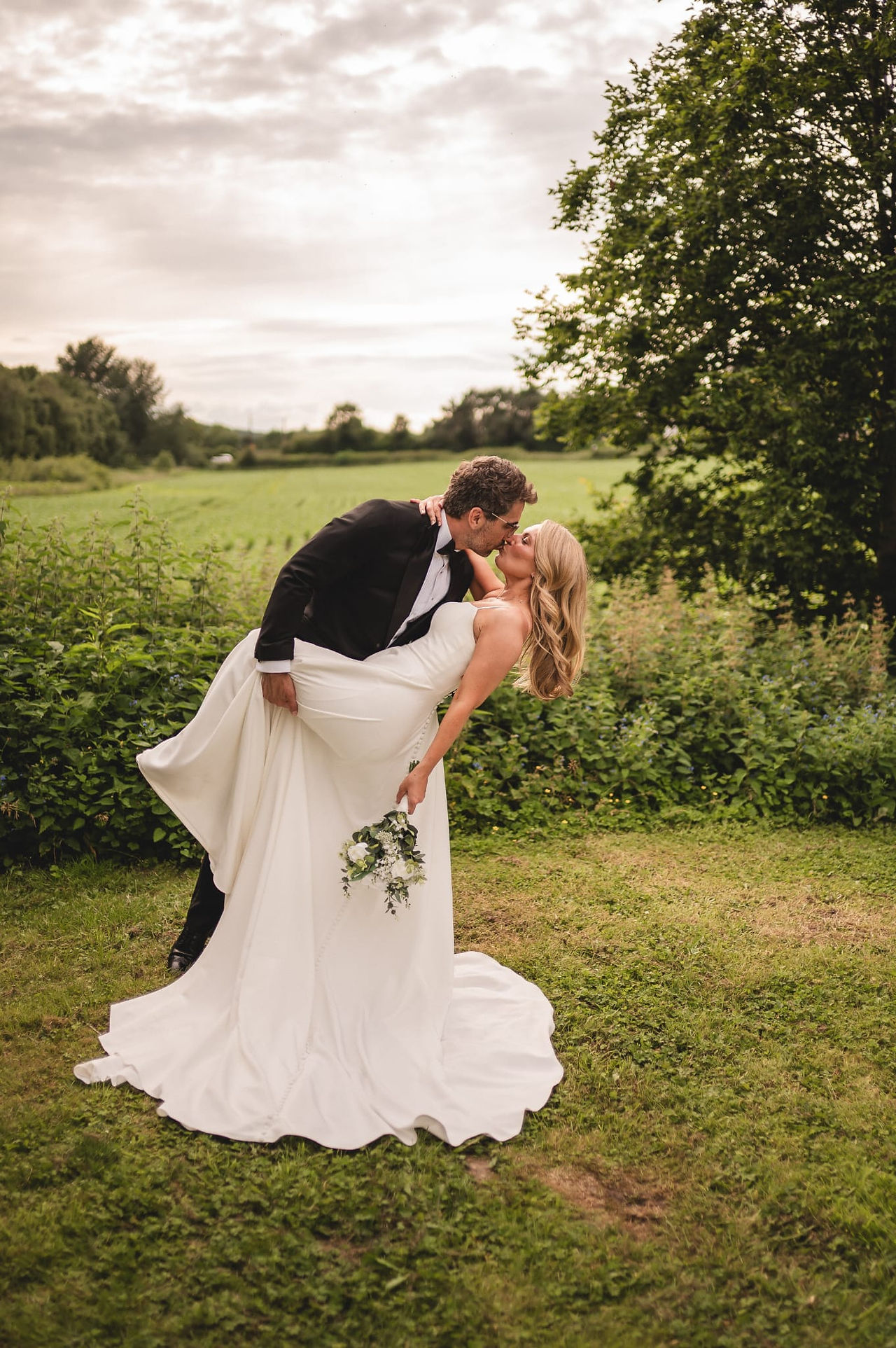 Modern romantic wedding dress from the Mavery Hugh collection.