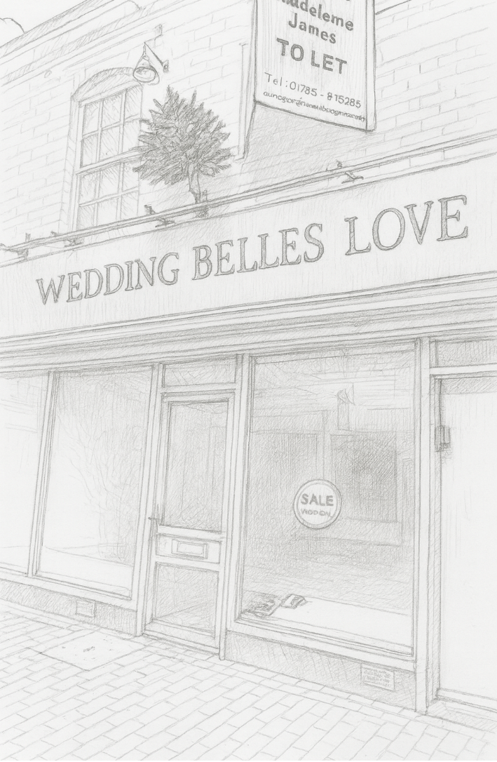 Exterior of Wedding Belles Love bridal boutique used in a local news feature