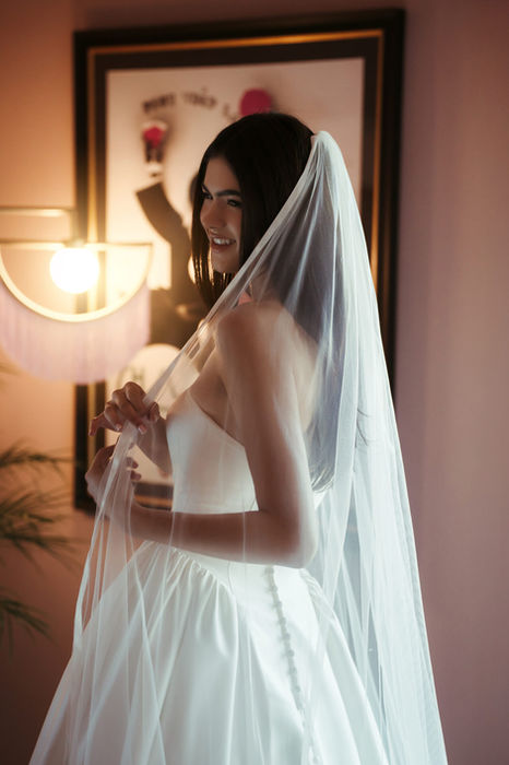 Stella York SY8274 Wedding Belles Love, Stoke-on-Trent strapless Mikado A-line wedding dress with pockets and basque waist