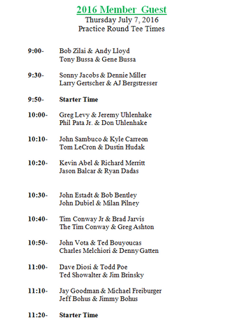 Practice Round Tee Times