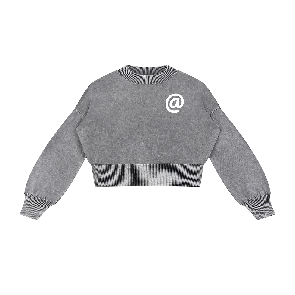 Thumbnail: Mineral Wash Balloon Sleeve Cropped Sweater