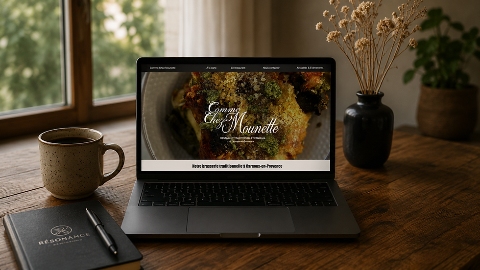 ordinateur qui montre le projet de site internet pour une brasserie à carnoux-en-provence