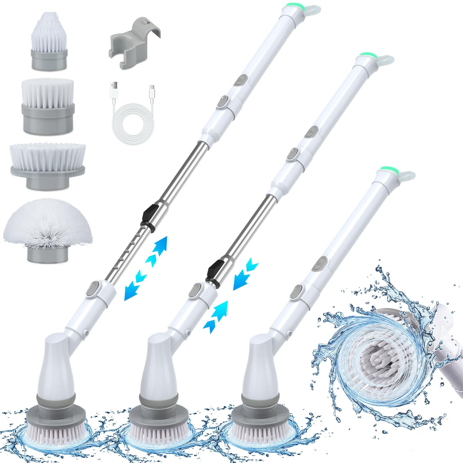 Electric Spin Scrubber Cordless Electric Shower Scrubber with 400 RPM Dual Speed