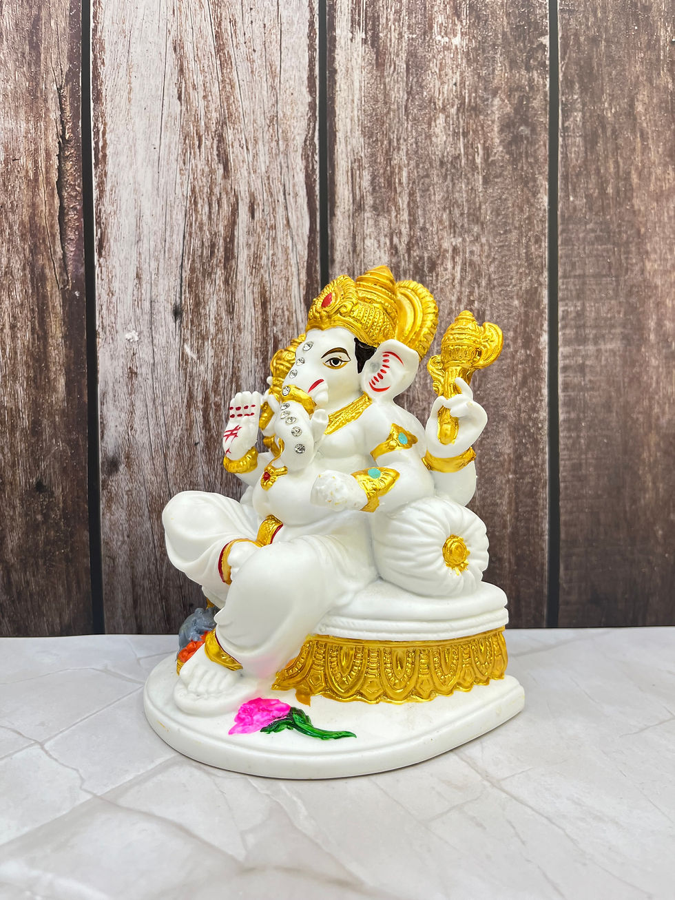 Thumbnail: White Matt Ganpati 8" (88431)