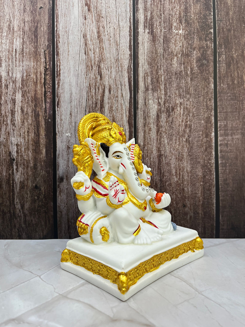 Thumbnail: White Matt Ganpati 8" (88108)