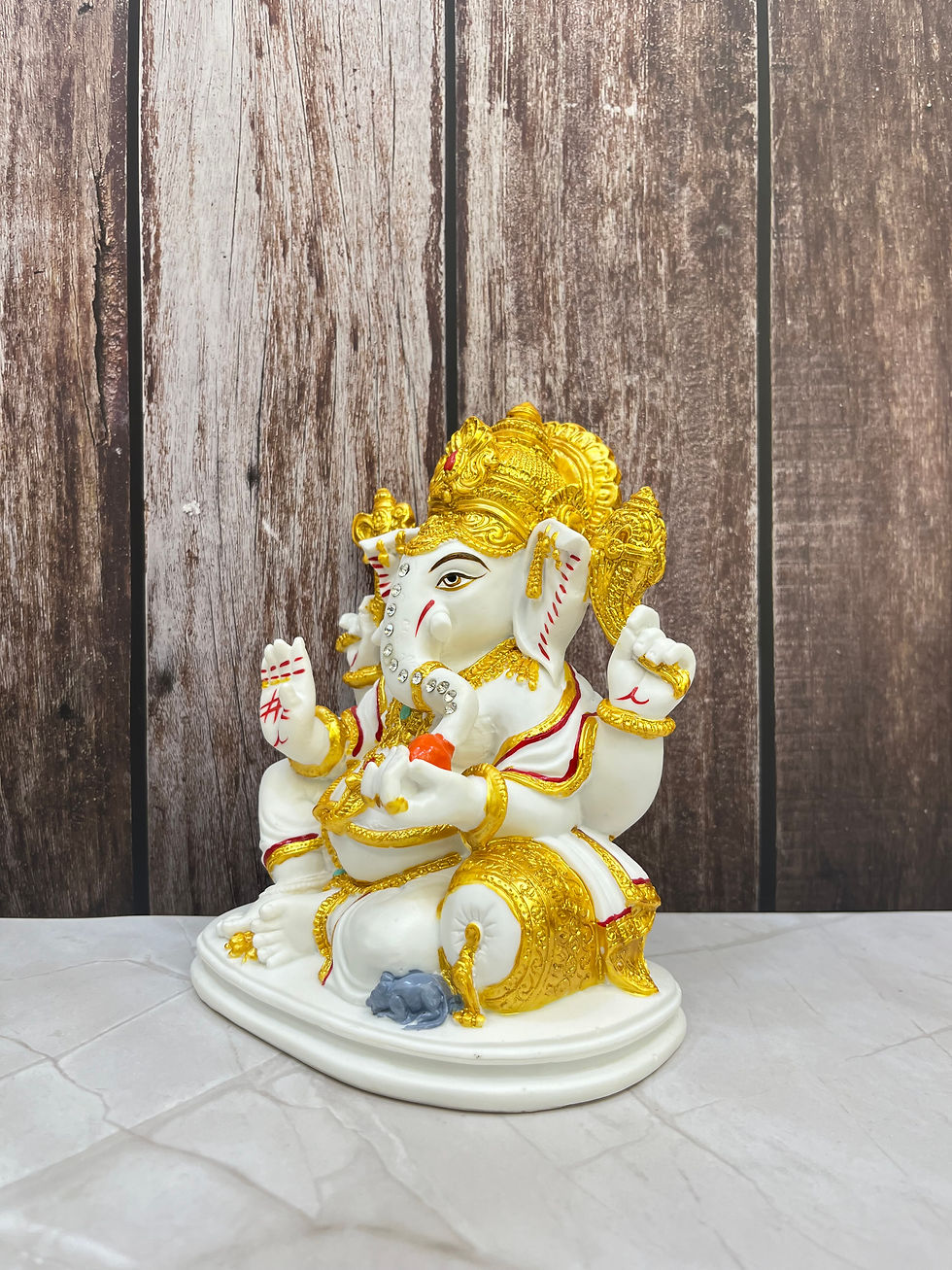 Thumbnail: White Matt Ganpati 8" (88286)