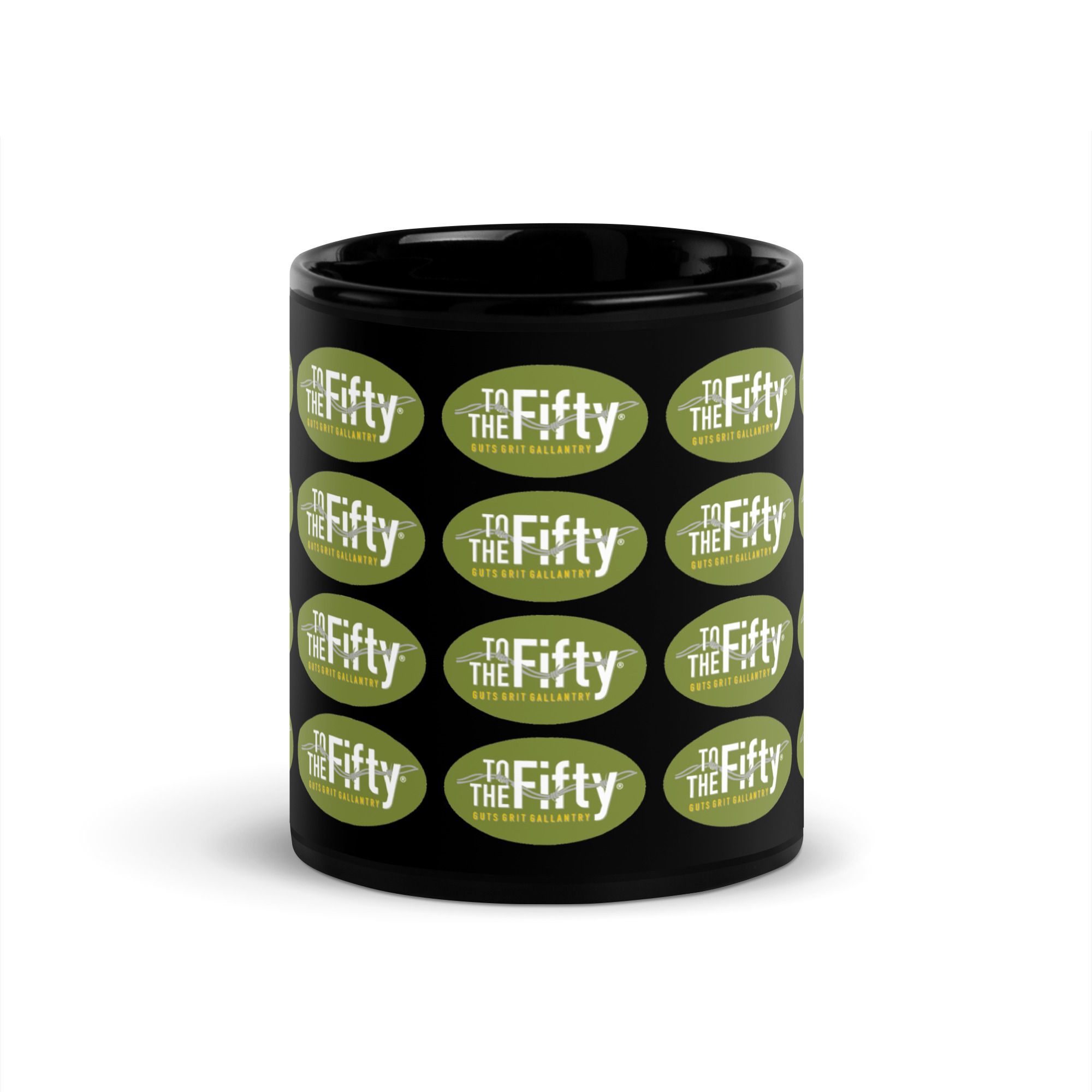 TO THE FIFTY® EURO LOGO PATTERN, Black Glossy Mug