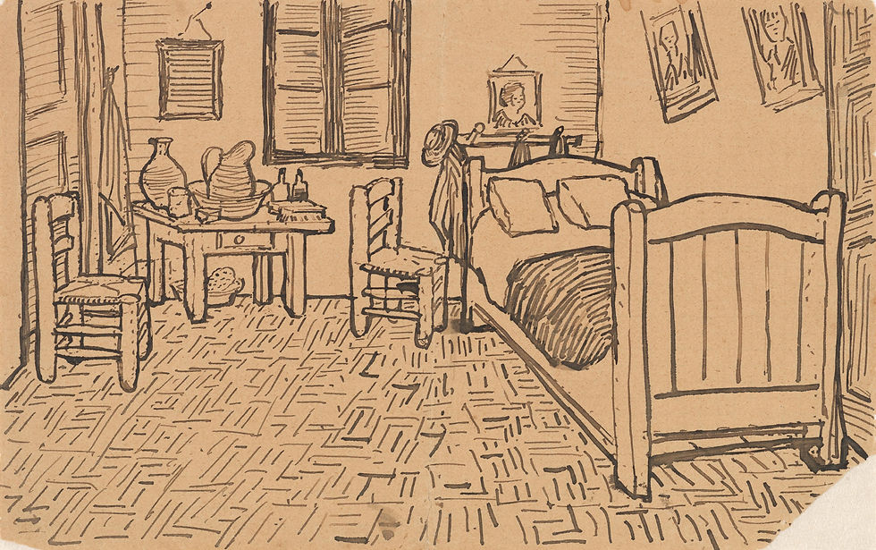 Van Gogh letter sketch Vincent's Bedroom in Arles