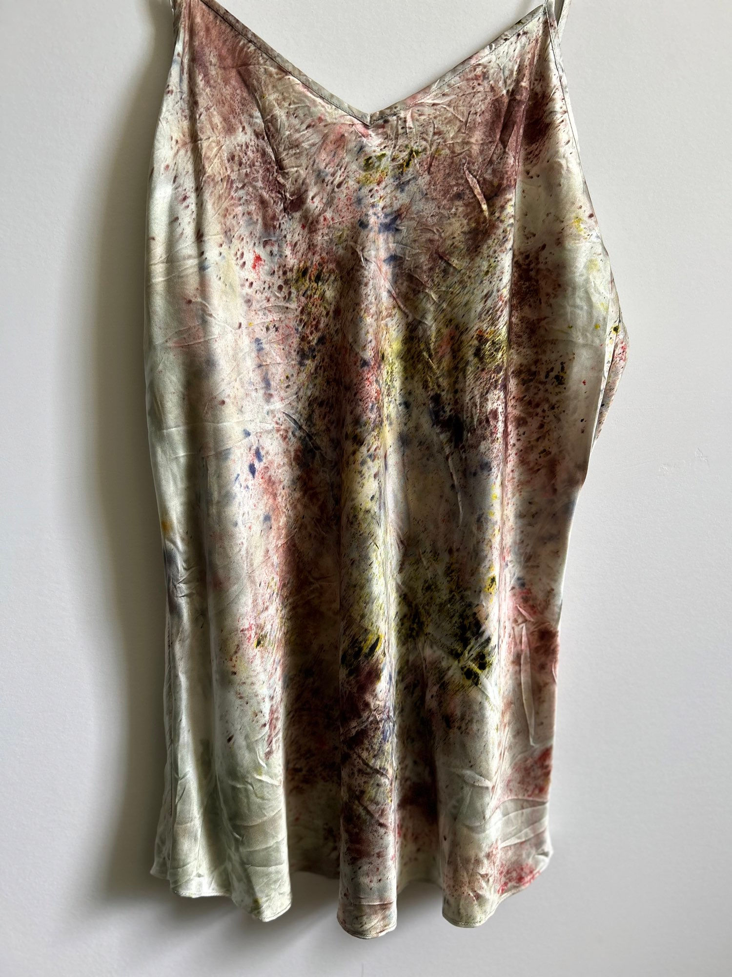 bias cut silk cami in speckle - xl