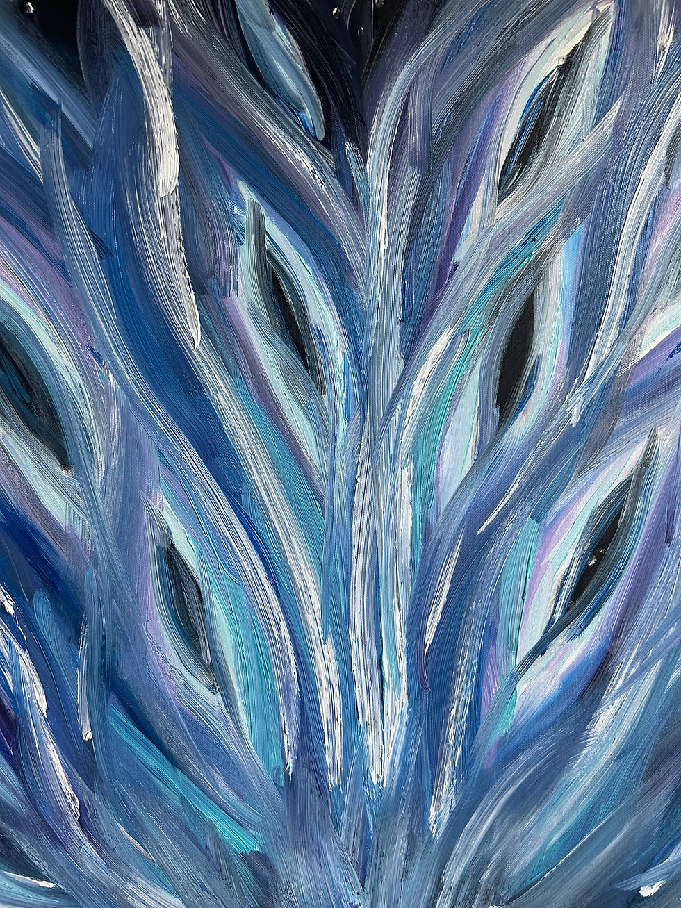 Pure Fire - original oil painting by Susan Santos depicting hues of blue fire where oxygen as source produces no residue