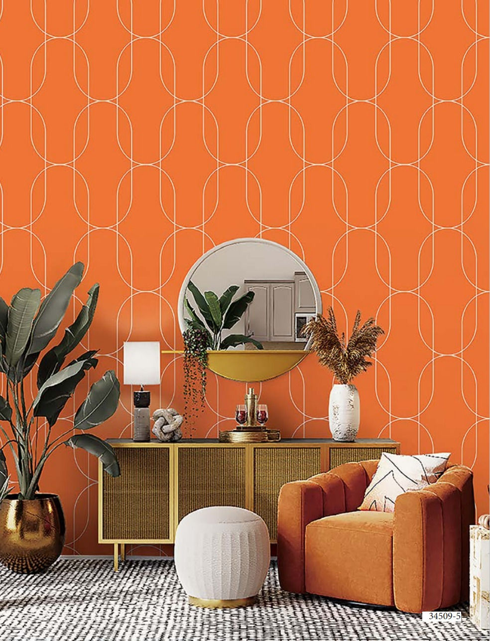 Oval Overlap Texture Wallpaper (MAT 34509)