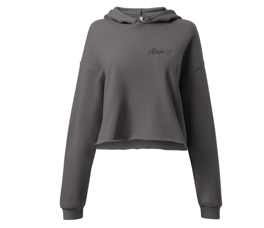 Crop-Hoodie mit personalisiertem Namen in Schwarz