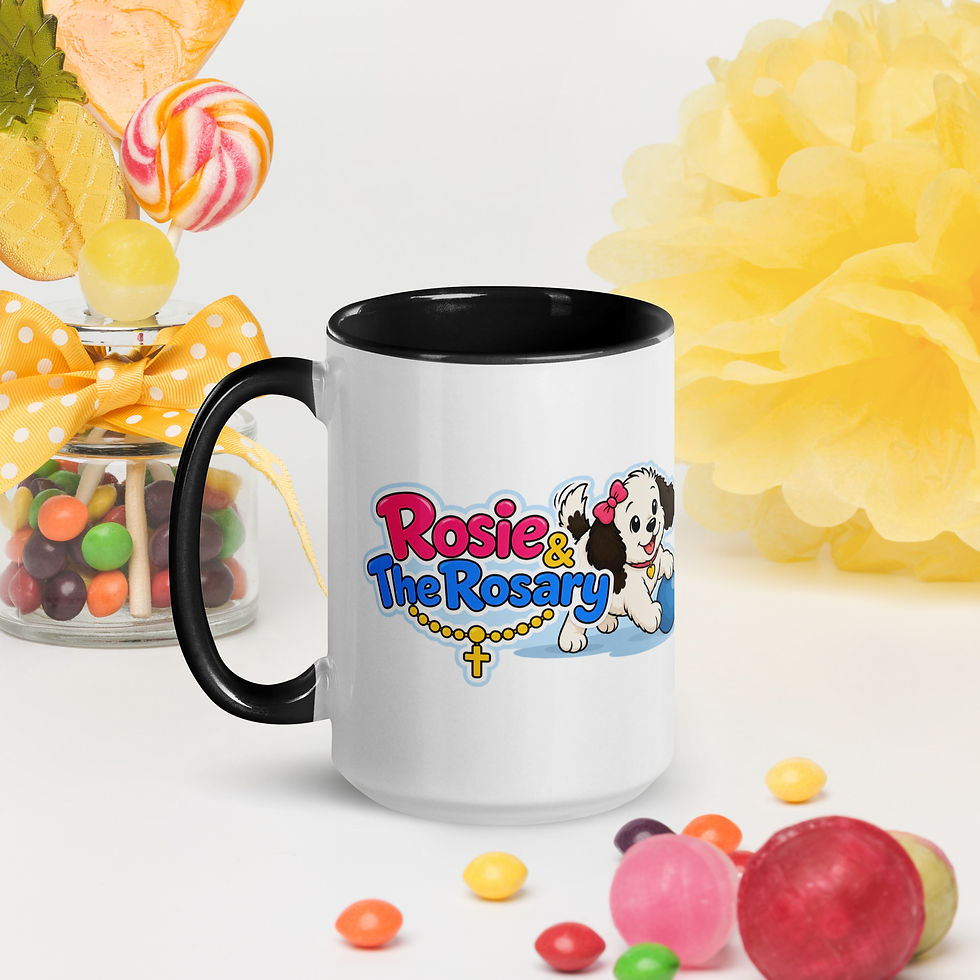 Thumbnail: Rosie and The Rosary - Logo and Ball Colored Mug