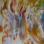 fine art oil painting of flames by contemporary woman painter Margo Levittoux
