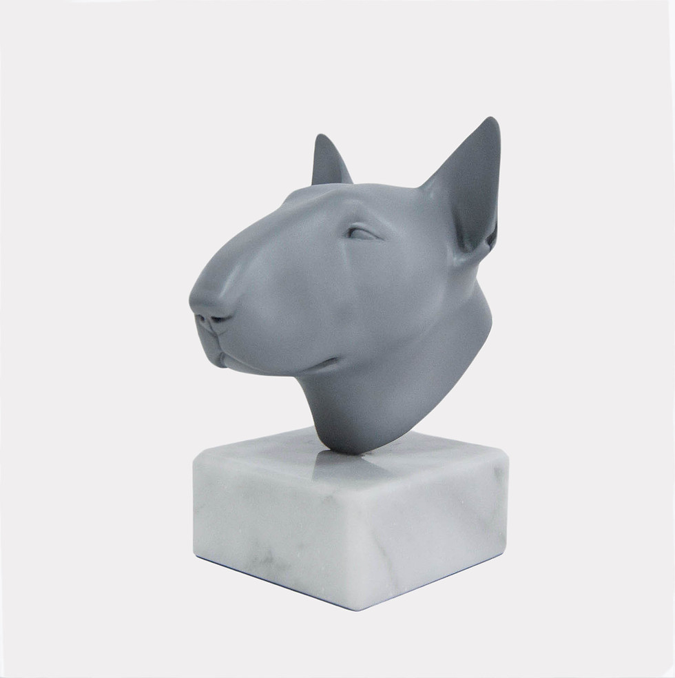 Thumbnail: Matt Grey Miniature Size Bull Terrier Sculpture